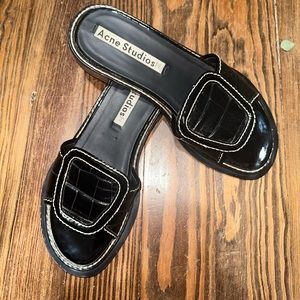 Acne Studios Patsy slides flats blk croc embossed